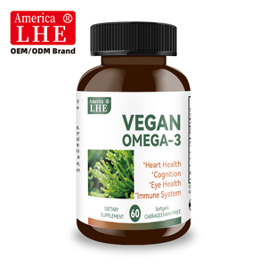 Fabricant en gros de compléments végétaliens d'Oméga 3 à base d'huile d'algues, DHA et EPA végétaux pour la santé cérébrale, gélules d'Oméga 3 végétaliennes - Product Image 1