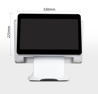 Terminal de point de vente tactile de bureau avec écran 15,6 pouces, noir et blanc, système POS tout-en-un pour supermarché et épicerie