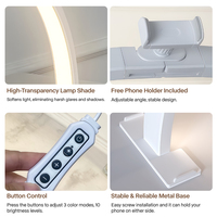 Table de manucure pliable demi-lune avec lampe et support pour téléphone, idéale pour les techniciennes d'ongles, le maquillage et les extensions de cils