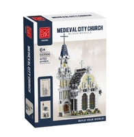 Nueva llegada MORK 033006 ciudad Medieval Iglesia Moc ladrillos Modular casa modelo bloques de construcción juguetes arquitectura famosa para niños