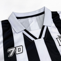 Maillot de football personnalisé Style long noir blanc bande Design classique broderie Logo chemises de football