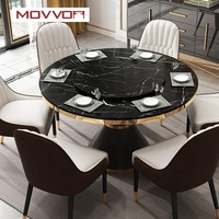 Luxuriöses Modernes Klappbares Esszimmer-Set 6-Sitzer 4 Stühle Holz-Marmor Runder Ausziehbarer Anpassbarer Tisch für Hoteleingangsbereich