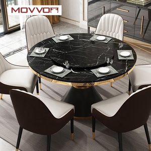 Ensemble <span class=keywords><strong>de</strong></span> table à <span class=keywords><strong>manger</strong></span> moderne et luxueuse pliable pour <span class=keywords><strong>6</strong></span> personnes, 4 chaises, table ronde extensible en bois et marbre - Product Image 4