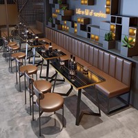 Ensemble de meubles de bar industriels modernes en fer forgé, canapé, table murale, chaise pour taverne, barbecue, restaurant, salon de thé, café, salon