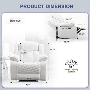 Silla reclinable JS para sala de estar, mecanismo de gravedad 0, tapizado, aire, cuero, luces LED, sofá reclinable eléctrico - Product Image 2