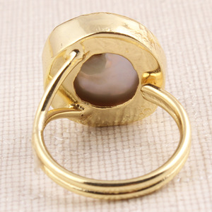 Natural Coin <b>Pearl</b> Yellow Gold Plated <b>Rings</b> for Women Girls - Product Image 3