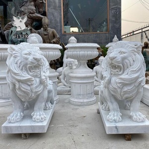 Statues de lion grandeur <span class=keywords><strong>nature</strong></span> de style occidental pour le <span class=keywords><strong>jardin</strong></span> Décoration extérieure Pierre naturelle Marbre Sculpture de lions - Product Image 4