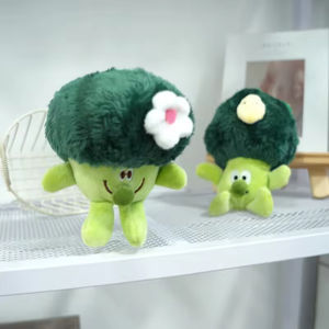 야채 브로콜리 교수형 인형 발톱 기계 귀여운 애니메이션 봉제 장난감 학교 가방 펜던트 키 체인 어린이 선물 - Product Image 3