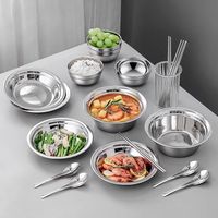 304 ensemble de vaisselle jetable en acier inoxydable-bols assiettes baguettes pour camping en plein air et barbecue équipement complet