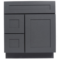 Nouvelle Armoire de Cuisine Moderne Écologique Anti-Termites en MDF Courbé Durable avec Charnières, Évier, Réfrigérateur, Plan de Travail en Marbre et Robinet