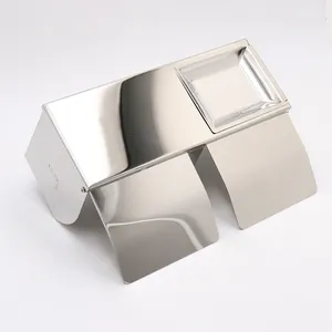 Accessori per Bagno d'Hotel, Portarotolo Doppio da Parete in Acciaio Inox SUS304 con Vassoio <span class=keywords><strong>e</strong></span> Coperchio - Product Image 4