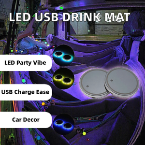 Posavasos LED para Coche con Carga USB, Alfombrilla RGB para Bebidas, Decoración Interior - Product Image 2