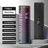 Clavier de jeu sans fil AULA F108 PRO pleine taille 8000 mAh avec fixation Gasket, 108 touches, Tri-mode, RGB, mécanique, avec écran et bouton rotatif