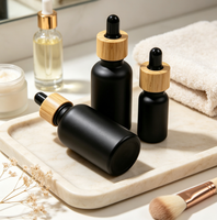 Flacon de recharge d'huile essentielle anti-UV en ambre avec col en bois de bambou, flacon cosmétique vide
