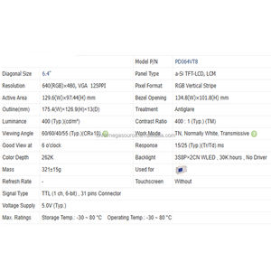 100% ใหม่ล่าสุดแผงหน้าจอ TFT-LCD PD064VT8 PD064VT8จอแสดงผล LCD - Product Image 2
