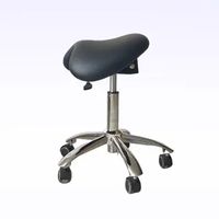 Tabouret dentaire ergonomique en forme de selle, siège inclinable réglable, coussin en PU, base 5 étoiles avec roulettes silencieuses pour clinique dentaire
