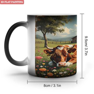 Taza de Cerámica Esmerilada de 11 oz, Negra, Activada por Calor, para Café, Té, Manualidades, Diseño Artístico - Product Image 1