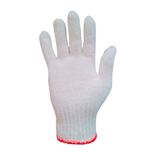 Gants de travail en coton tricoté, texture complète, antidérapants, respirants, usage général, avec bordure rouge au poignet - Product Image 1