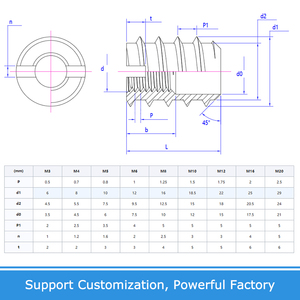 304 thép không gỉ din7965 M2-M16 chèn tay áo chuyển đổi Nut <span class=keywords><strong>Coupler</strong></span> bên trong bên ngoài chủ đề Adapter vít NUT - Product Image 6