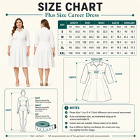 Gaun Kerja Wanita Model Fit Flare Kerah Kemeja Lengan 3/4 Sepanjang Lutut Bahan Katun Twill Opaque Plus Size 240GSM, Cocok untuk Kerja, Logo Custom OEM
