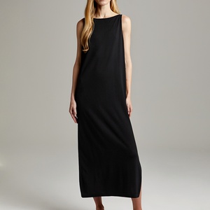 ชุดราตรีแขนกุดทรงเอไลน์คอตตอนสีธรรมชาติสำหรับผู้หญิงใช้ในชีวิตประจำวัน - Product Image 1