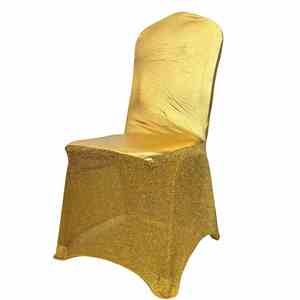 Nouvelles housses de chaise extensibles de luxe d'inspiration américaine avec des accents dorés scintillants pour les occasions spéciales - Product Image 4