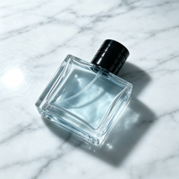 Botella de Perfume Cuadrada de 50 ml con Cuello Prensado, Tapa Negra Transparente con Pulverizador, Diseño Desechable, Color Personalizable, Marcas Globales