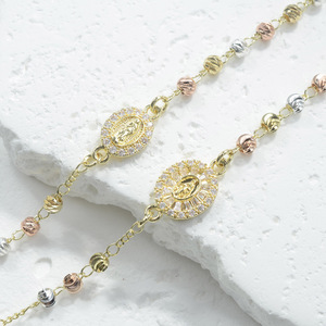 Pulseiras de Rosário Cristãs com Corte Curvo e 3 Tons de Contas, para Mulheres e Homens, Religiosas Católicas, com Anjo, Virgem Maria e Cruz de Jesus - Product Image 4