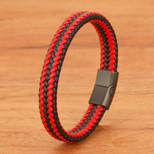 Classic Braided PU Leather <b>Bracelet</b> <b>Red</b> Black Magnetic <b>Bracelet</b> Health Clasp Unisex Gift Jewelry - Product Image 6