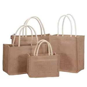 Wholesale High Quality Promotional Factory Hot Sale Good Quality Burlap Jute Tote Bag Custom Logo Eco Shopping Grocery Bag