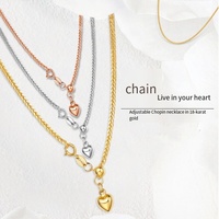 Magnifique Collier en Or Véritable 18K AU750 Solide pour Femme, Pendentif Cœur pour Mariage et Fiançailles, Chaîne Chopin de Luxe