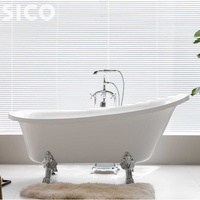 Baignoire autoportante à pattes en acrylique blanc au design moderne, avec caractéristiques écologiques, pour salle de bain d'hôtel