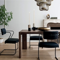 Ensemble de table de chambre d'intérieur en bois massif avec mousse haute densité en tissu de luxe et accents métalliques