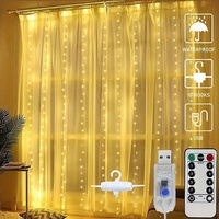 Guirlandes lumineuses LED en fil de cuivre 3*3m, 8 modes, télécommande, alimentation USB, intensité réglable, indice de protection IP44, décorations de Noël