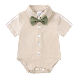 <span class=keywords><strong>Ensemble</strong></span> deux pièces d'été 2023 pour bébé garçon : Nouveauté en coton, chemise à manches courtes et salopette - Product Image 2