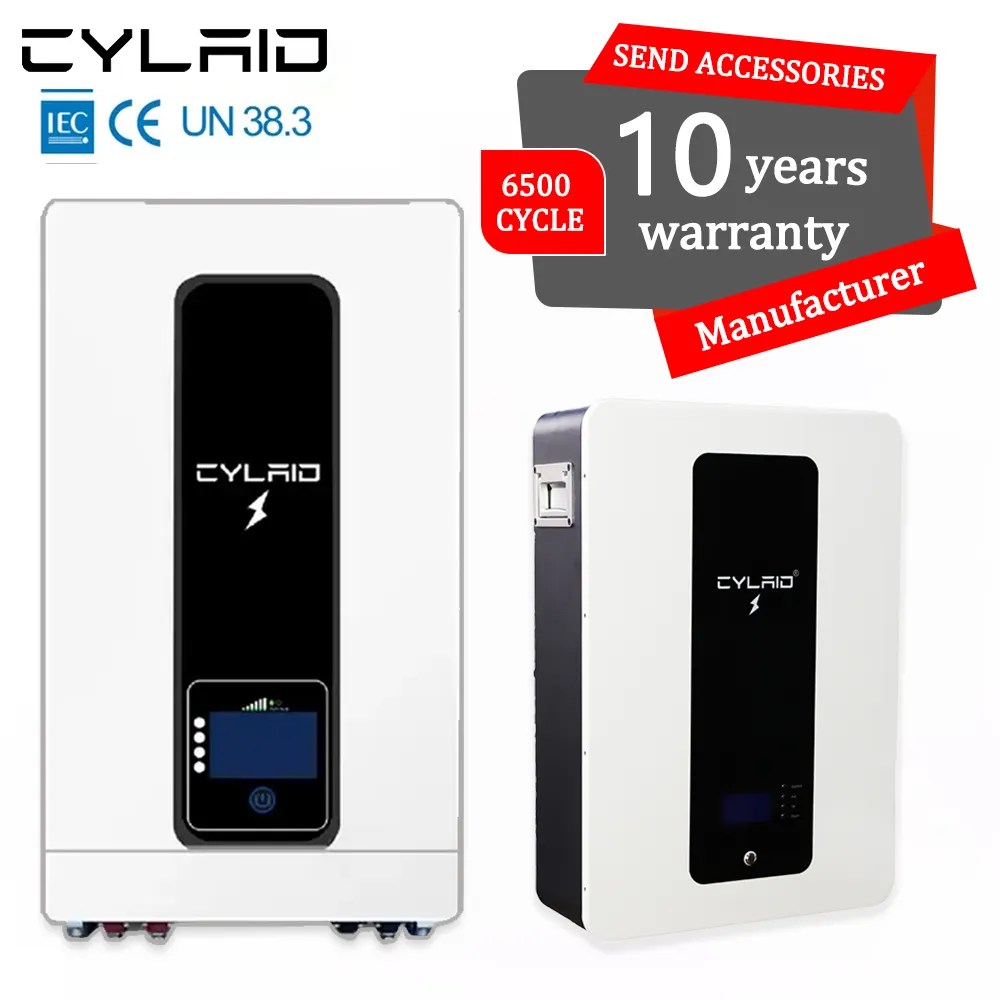 Cylaid 48V 100Ah 200Ah Power Wall Bank Lithium Ion UPS Pack Home Energy Storage 5KW 10KW Système d'énergie solaire 48V Lifepo4 Batterie