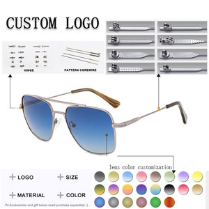 Gold Frame Rectangle Pilot <b>Sunglasses</b> with Green Lenses UV400 Protection Unisex Adult Outdoors - Product Image 2