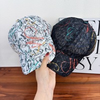 Casquette de baseball en maille style streetwear graffiti coloré unisexe, nouvelle visière incurvée respirante, chapeau de soleil printemps-été