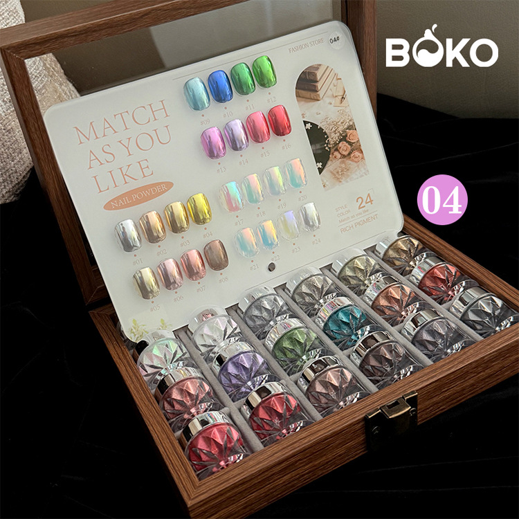 Caja de madera vintage de 24 colores 04