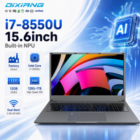 Ordinateur portable personnalisable de 15,6 pouces, processeur Intel Core i7 8550U intégré, 12 Go de RAM, clavier rétroéclairé, batterie 5000 mAh, système d'exploitation Windows 10/11
