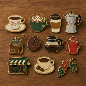 Épingles en émail personnalisées de haute qualité pour tasses à café, badges vintage Café <span class=keywords><strong>Latte</strong></span>, promotion pour cafés, boutiques, cadeaux, épingles de revers en métal - Product Image 1