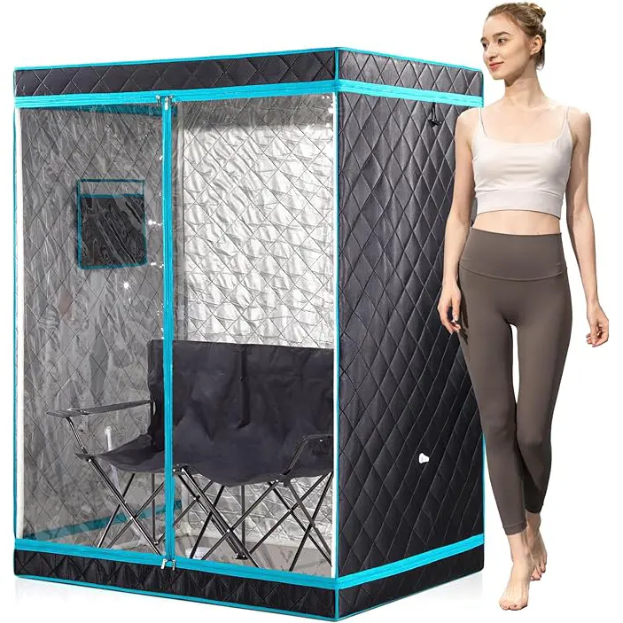 Portable 2-Person Full Size Steam Sauna Tent Lightweight Folding Design Comfortable Chair Family Relaxation No Steamer Required