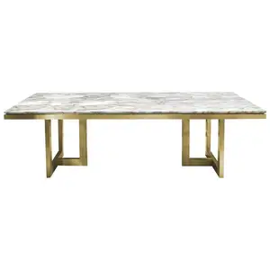 Modern best-selling version of practical dining table furniture with marble as the top and metal rod as the bottom