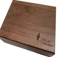 Junji caixa de valet de madeira, caixa para lembrança de madeira gravada de tons de noz personalizada