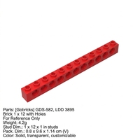Ladrillos Gobricks al por Mayor, Piezas de Bloques de Construcción GDS-582, Ladrillo 3895 1x12 con 11 Orificios para Pernos, Piezas de Ladrillos ABS de Alta Precisión