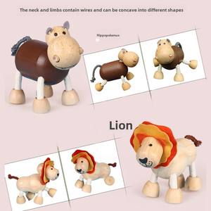 Simulazione creativa animale modello ornamento Set bambole 18 tipi di legno semplice moderno legno solido bambini giocattoli cognitivi - Product Image 3