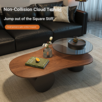 Table basse de salon de style mi-siècle en bois de noyer massif, irrégulière, durable, design, minimaliste, luxe léger