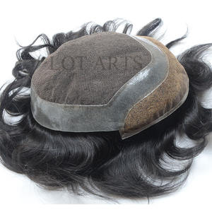 Natuurlijk uitziende 100% echt haar pruik met Franse kant, medium dichtheid, HD mannenpruik - Product Image 2