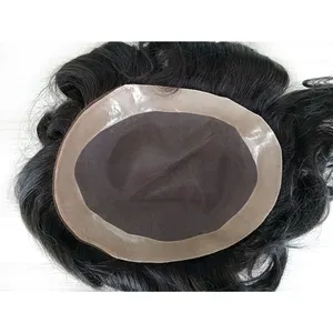Perruque en PU pour hommes, toupet mono en cheveux humains, effet peau, pour hommes - Product Image 1