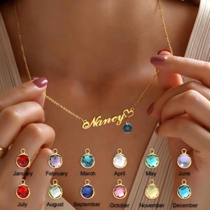 Collar con Nombre Personalizado <span class=keywords><strong>y</strong></span> Piedra <span class=keywords><strong>de</strong></span> Nacimiento, Colgante <span class=keywords><strong>de</strong></span> Corazón <span class=keywords><strong>de</strong></span> Acero Inoxidable con Piedra <span class=keywords><strong>de</strong></span> Nacimiento <span class=keywords><strong>de</strong></span> 12 Meses para Mujeres, Mamá, Enamoradas - Product Image 2
